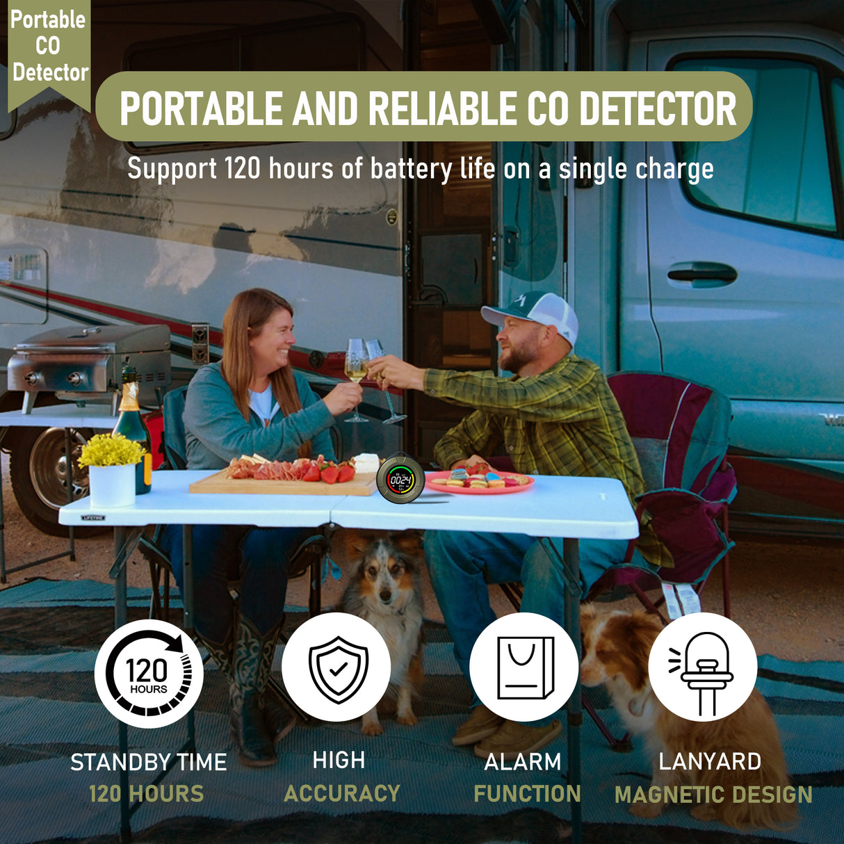 LSENLTY Portable Carbon Monoxide Detectors for Camping RV and Travel-PTH-10D