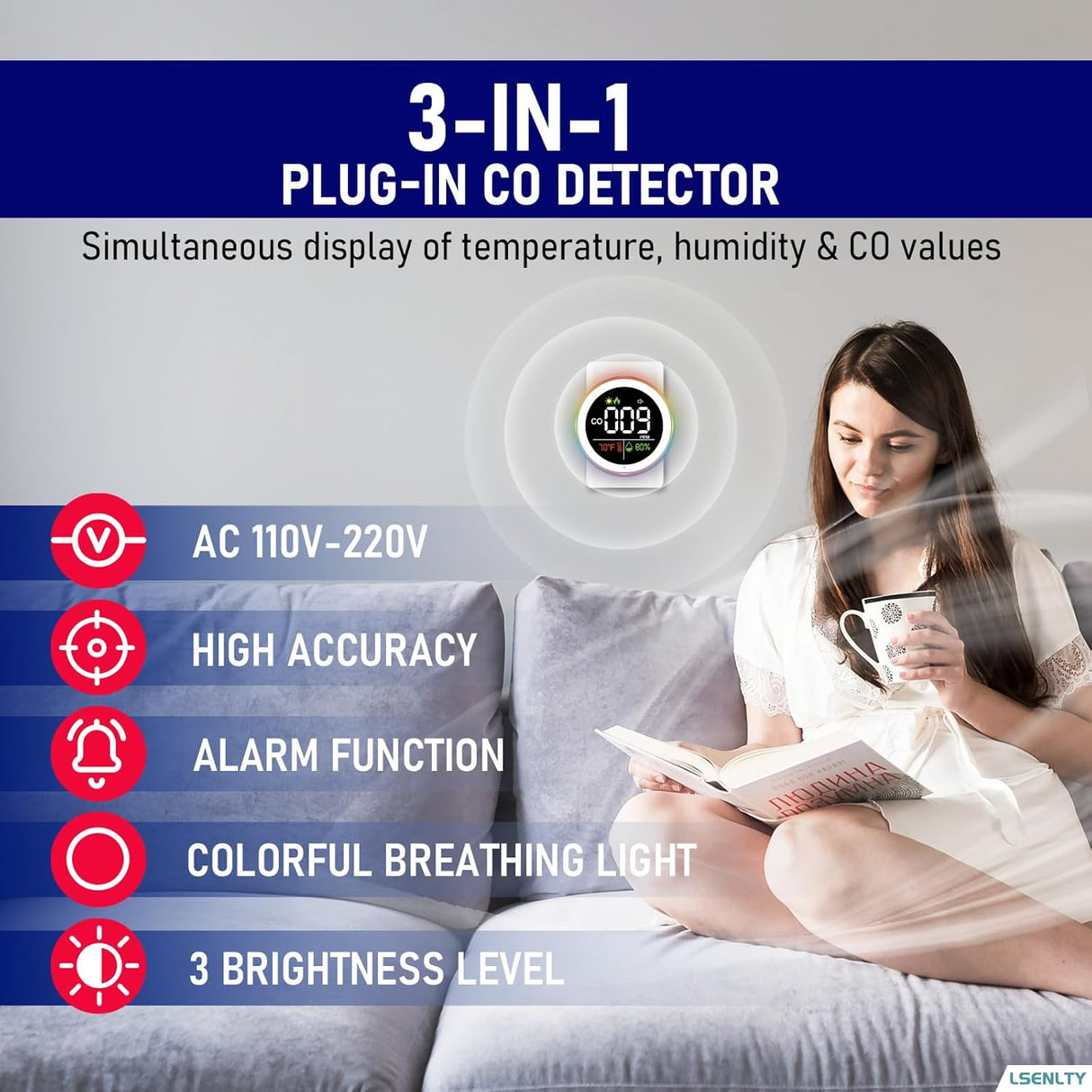 LSENLTY Carbon Monoxide Detector Plug In-L6078
