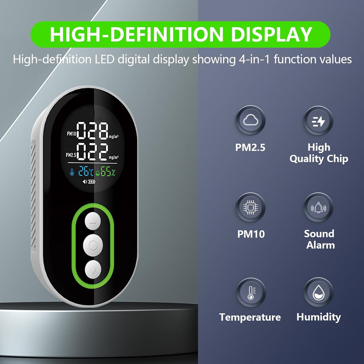 LSENLTY 4 in 1 PM 2.5 and PM 10 Air Quality Monitor-PTH-26P