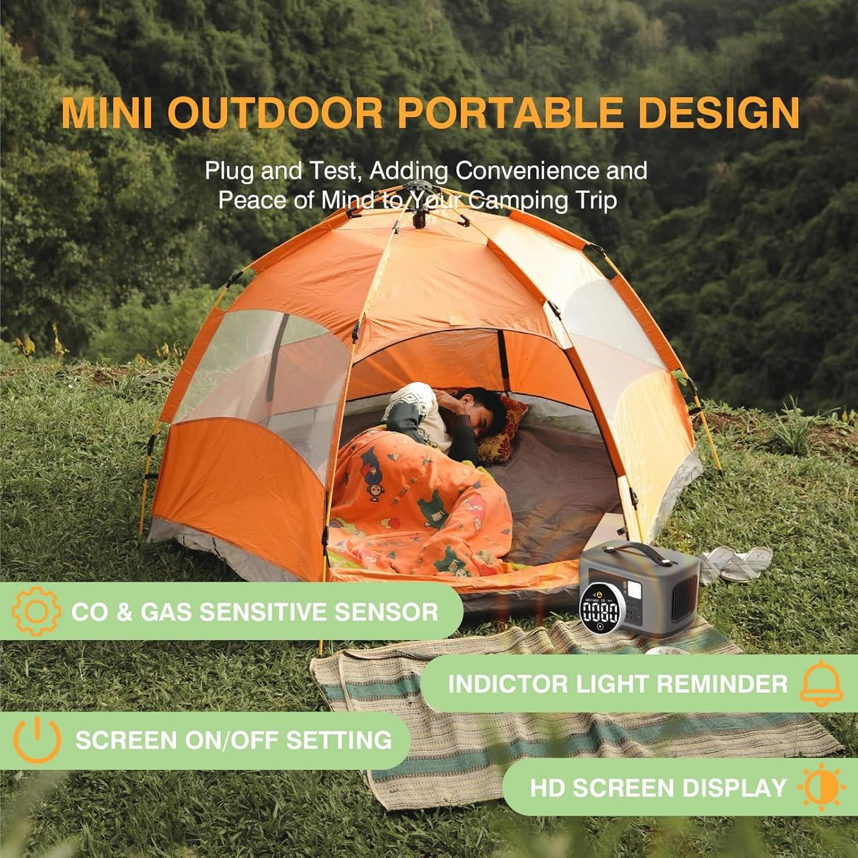 LSENLTY USB Carbon Monoxide and Gas Detectors for Car RV Camping-PTH-21E