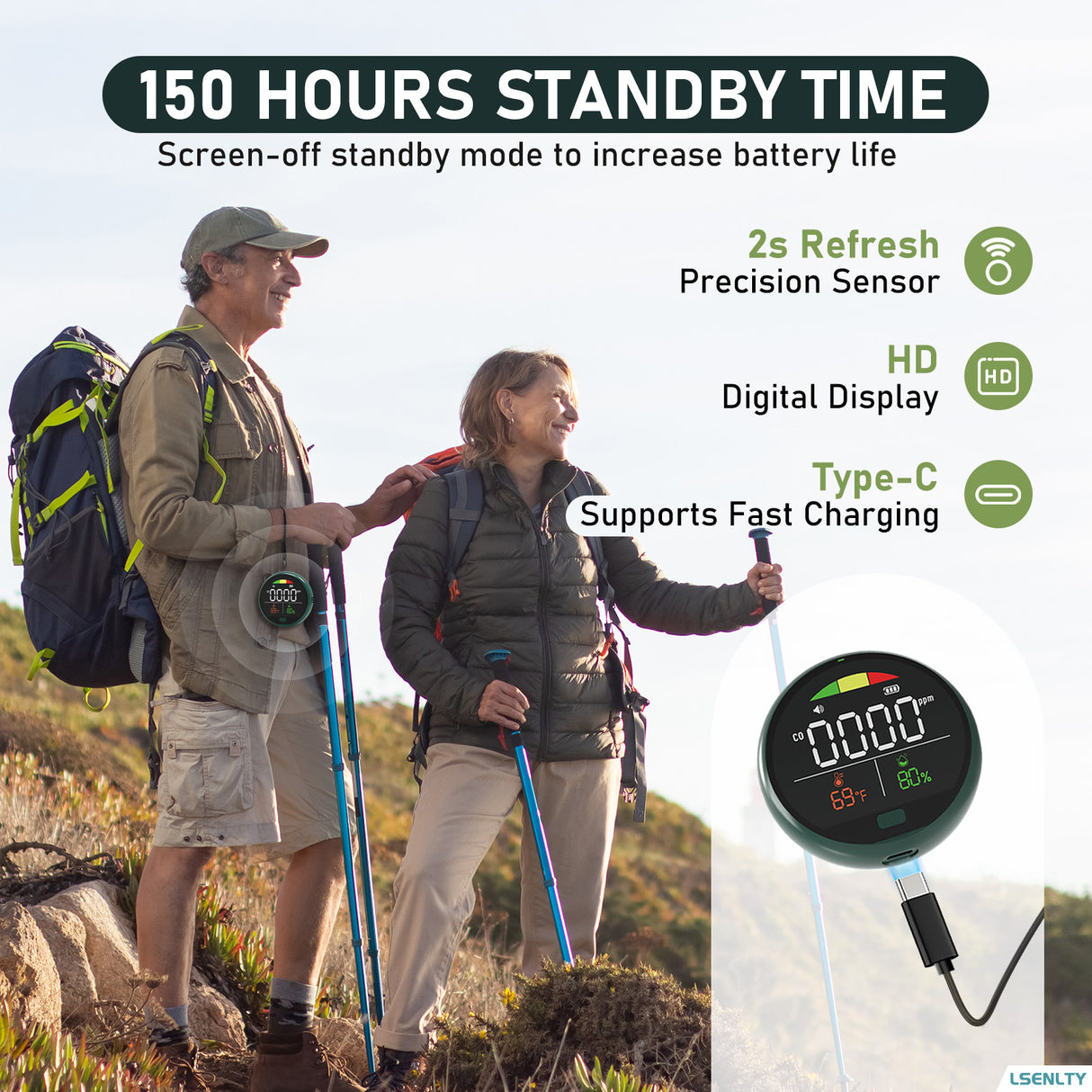 LSENLTY Portable Carbon Monoxide Detectors-PTH-21D