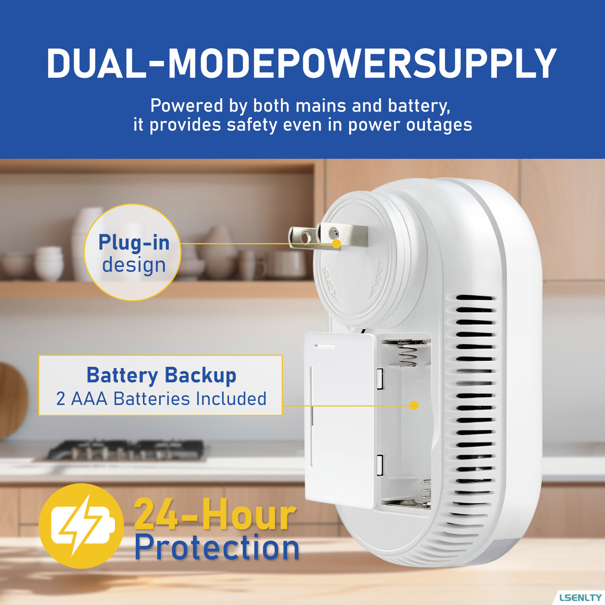 LSENLTY Plug-in CO Detector with Backup Battery L6098