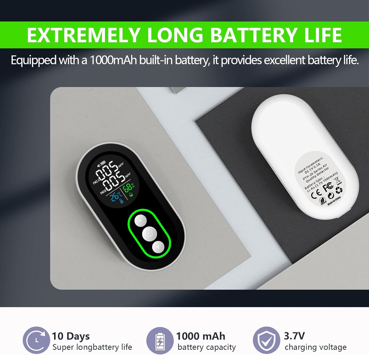LSENLTY 4 in 1 PM 2.5 and PM 10 Air Quality Monitor-PTH-26P