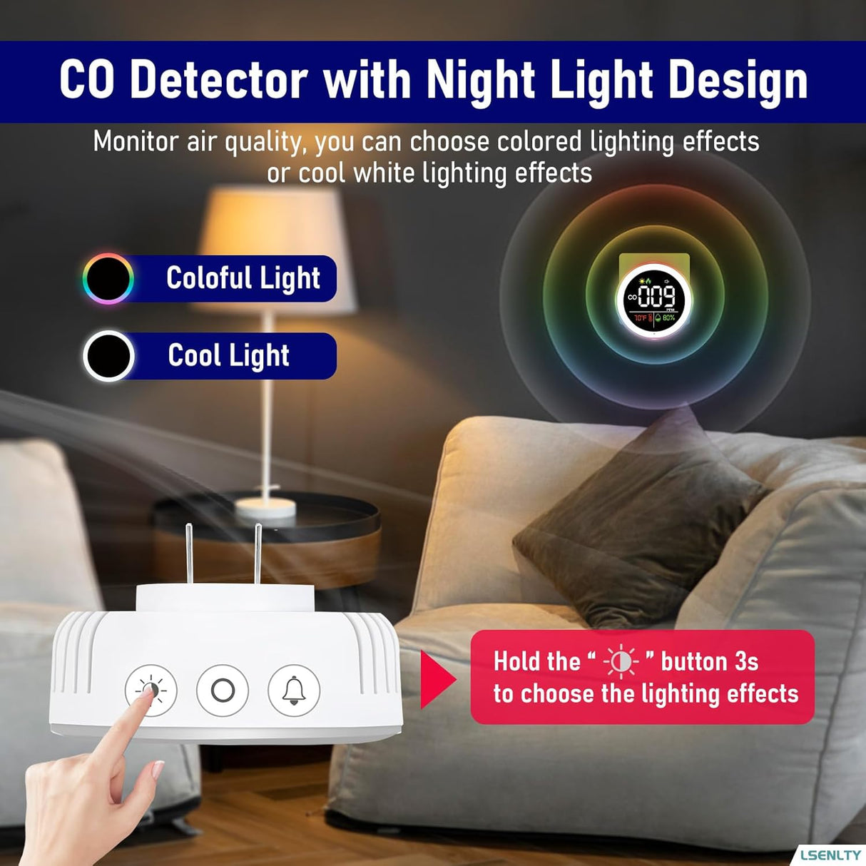 LSENLTY Carbon Monoxide Detector Plug In-L6078