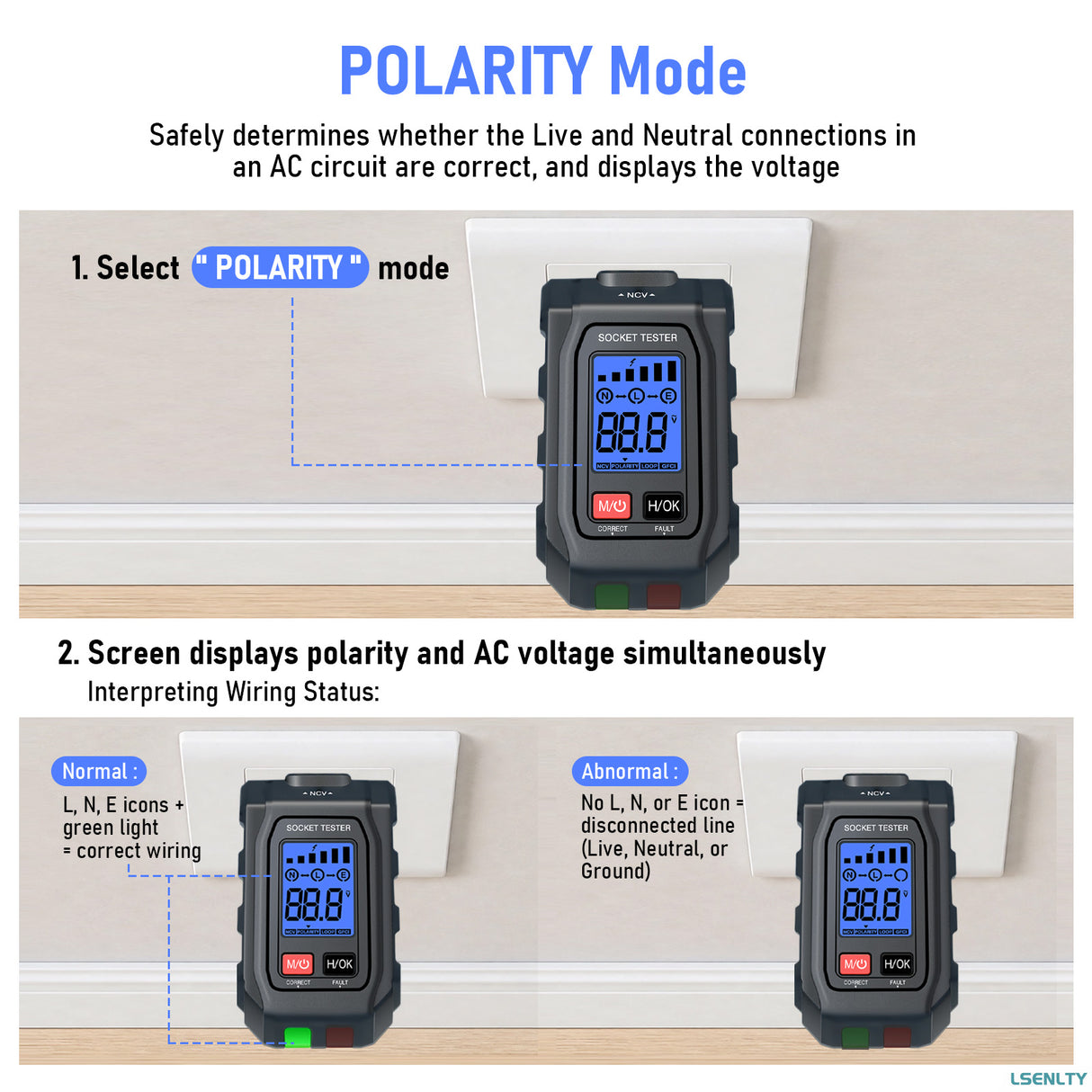 LSENLTY 2-in-1 Outlet Test