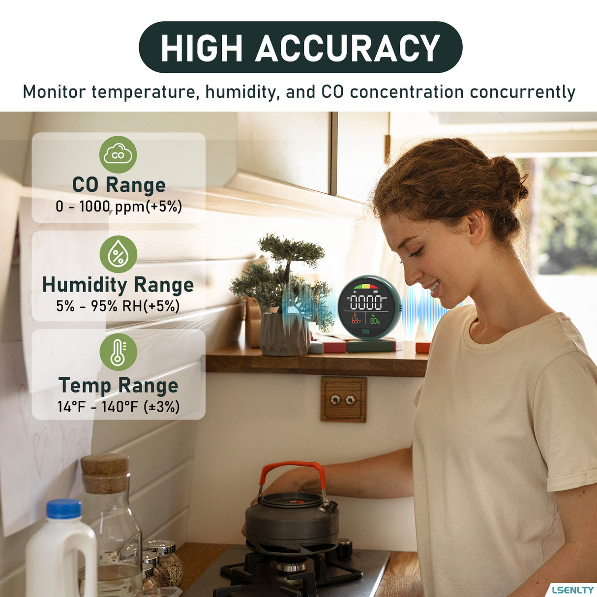 LSENLTY Portable Carbon Monoxide Detectors-PTH-21D