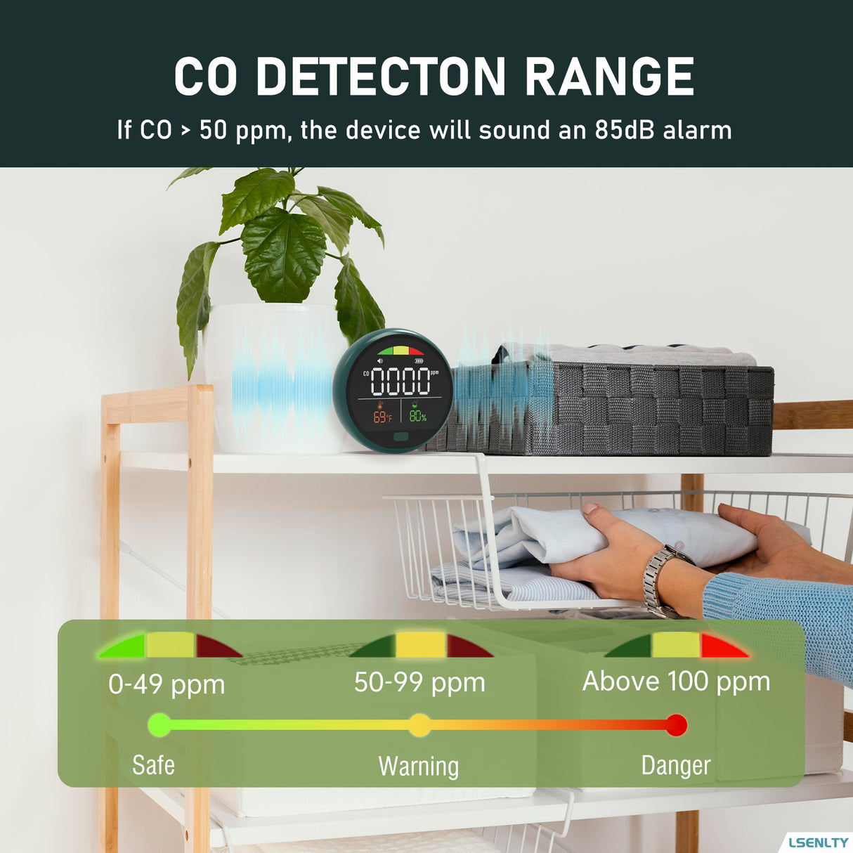 LSENLTY Portable Carbon Monoxide Detectors-PTH-21D