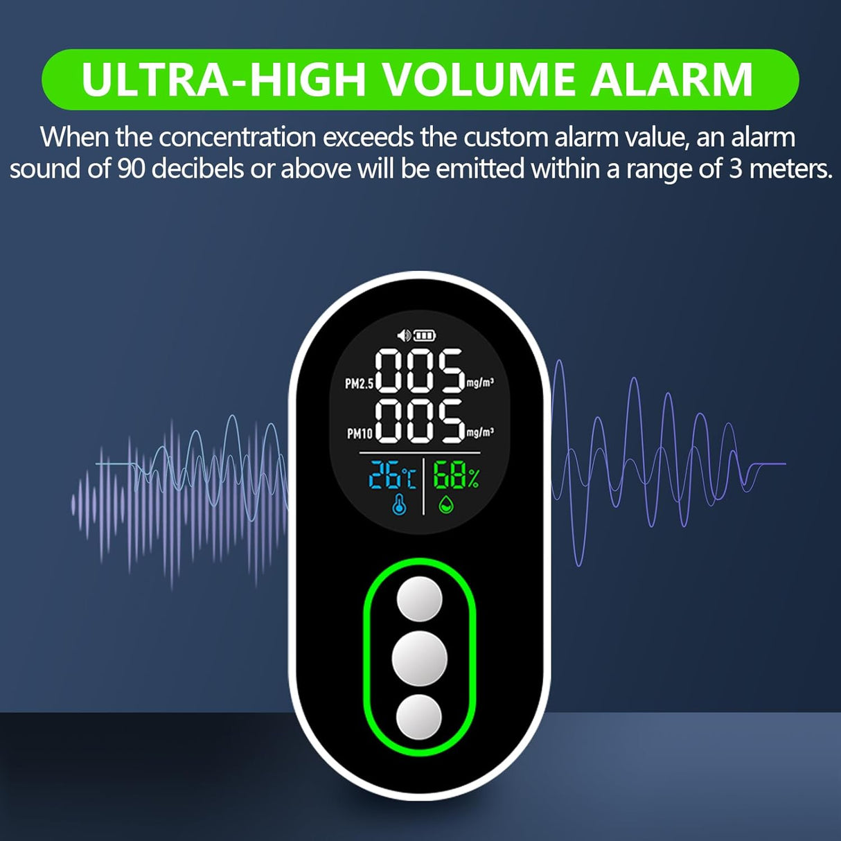 LSENLTY 4 in 1 PM 2.5 and PM 10 Air Quality Monitor-PTH-26P
