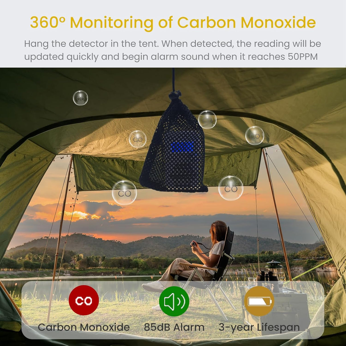 LSENLTY Carbon Monoxide Detectors Support 3 Years Standby Time for Home and Travel, 4 Pack-CDR-817