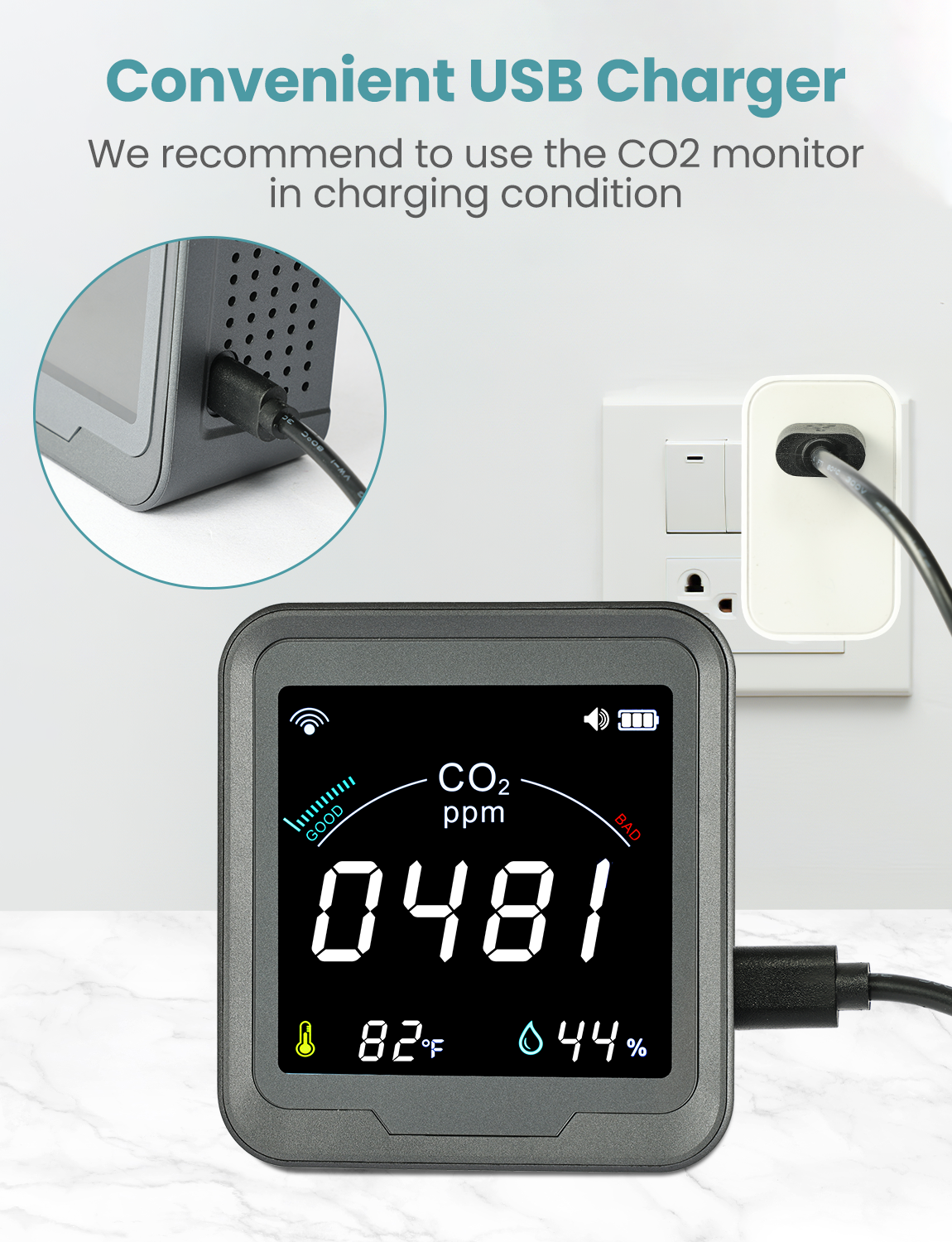 LSENLTY WiFi Carbon Dioxide Detectors for Home-PTH-9CW