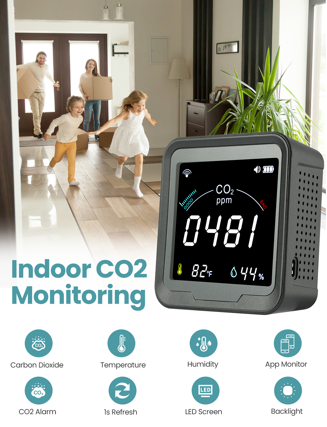 LSENLTY WiFi Carbon Dioxide Detectors for Home-PTH-9CW
