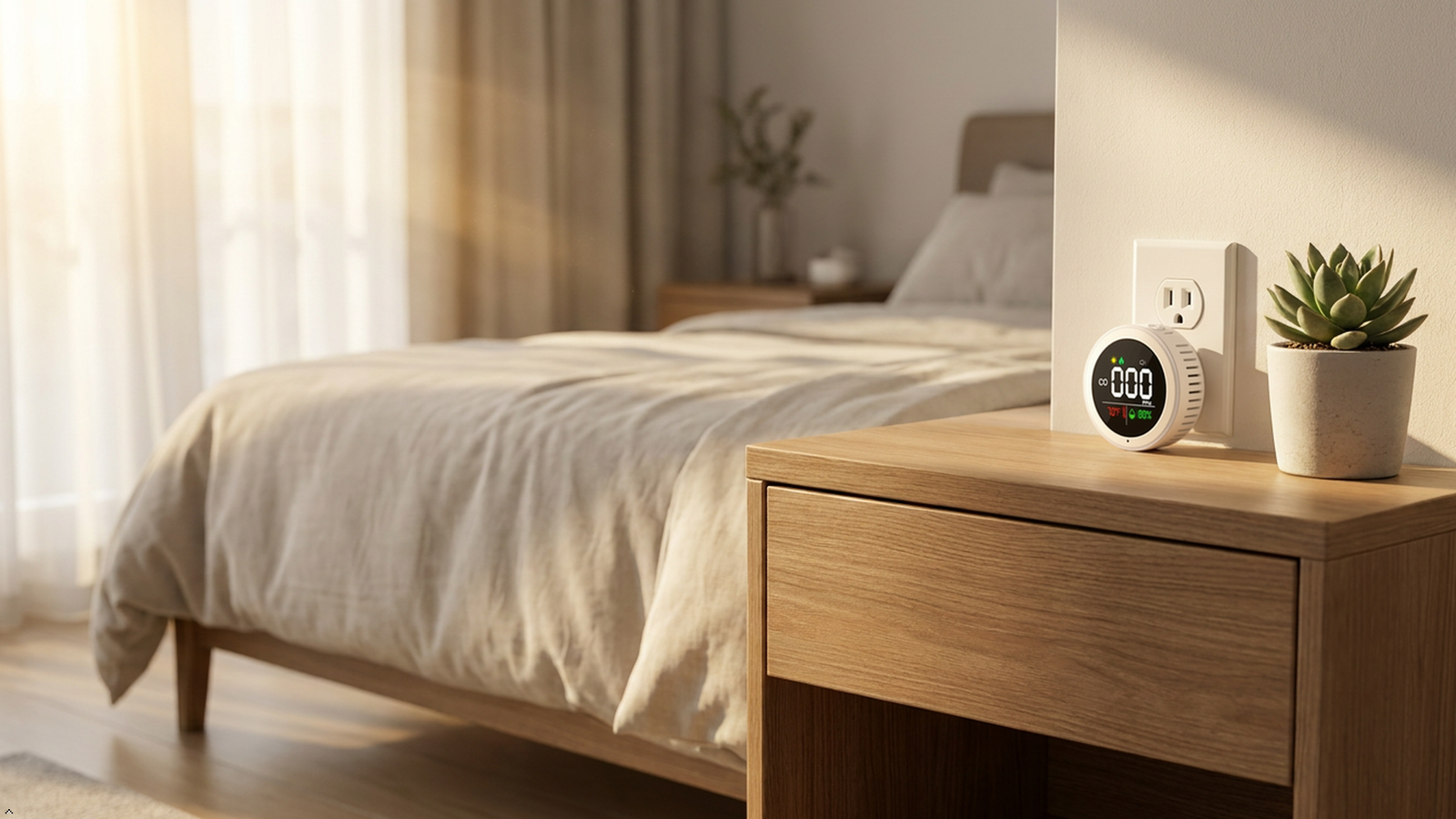 LSENLTY 0-999 PPM Plug-in Carbon Monoxide Detector with Night Light