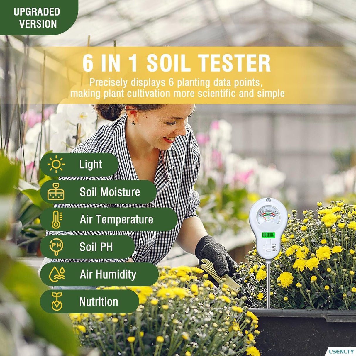 LSENLTY 6-in-1 Soil Moisture Meter-WB-ST09