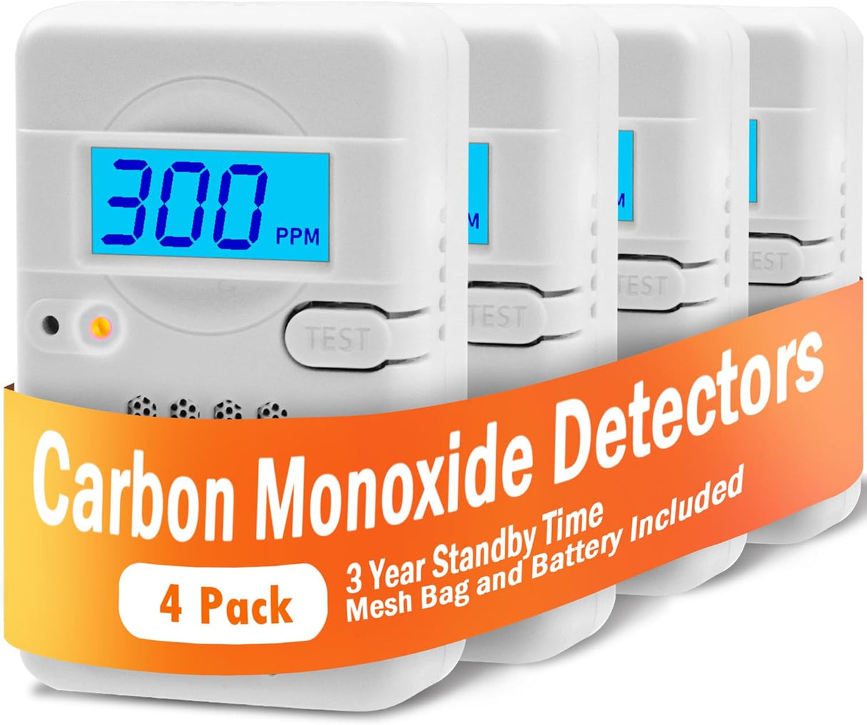 LSENLTY Carbon Monoxide Detectors Support 3 Years Standby Time for Home and Travel, 4 Pack-CDR-817