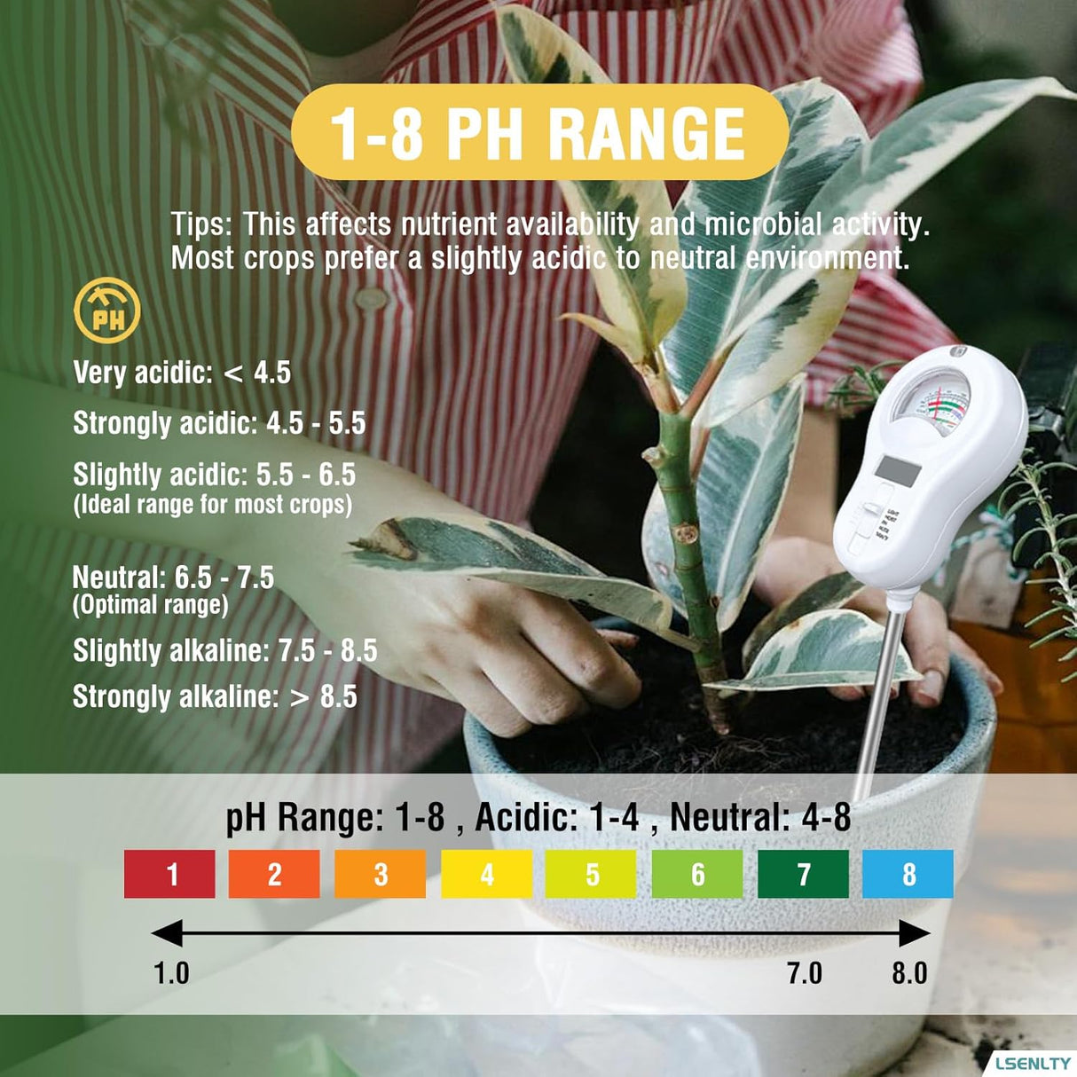 LSENLTY 6-in-1 Soil Moisture Meter-WB-ST09