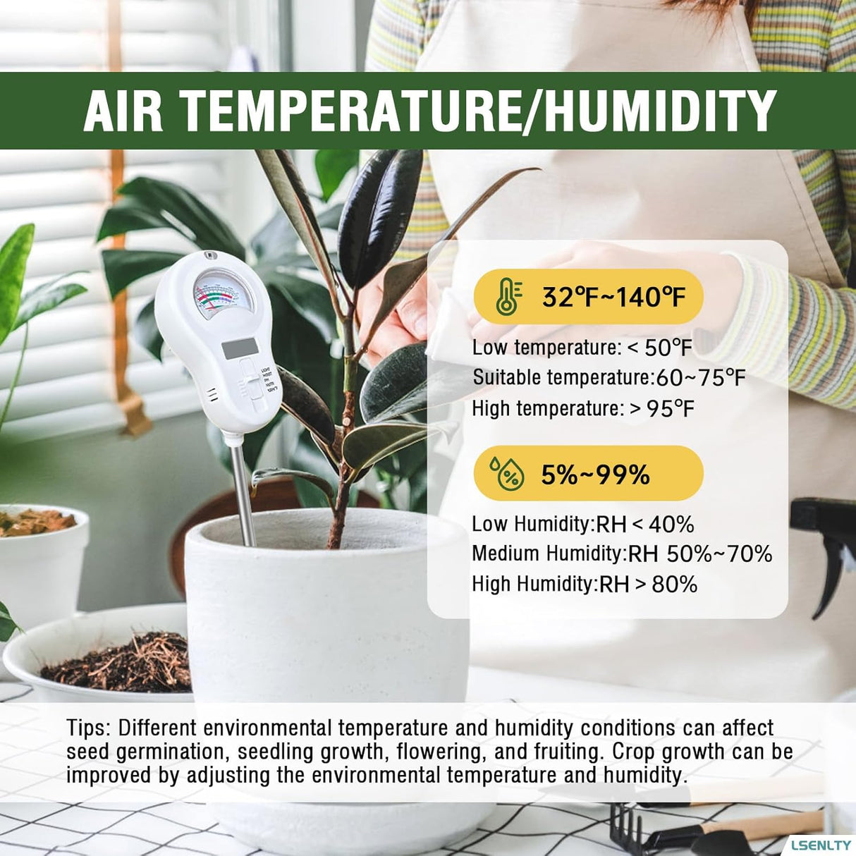 LSENLTY 6-in-1 Soil Moisture Meter-WB-ST09