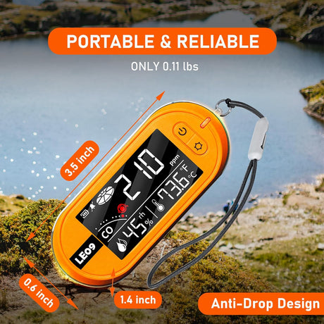 LSENLTY Portable Carbon Monoxide Detector Size display: The product is compact and easy to carry and travel size carbon monoxide detector.