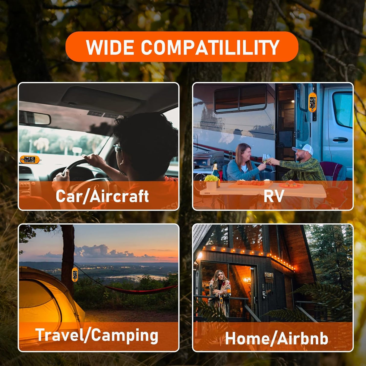 The LSENLTY portable carbon monoxide detector is suitable for use in RVs, campsites, homes, hotels, and other settings